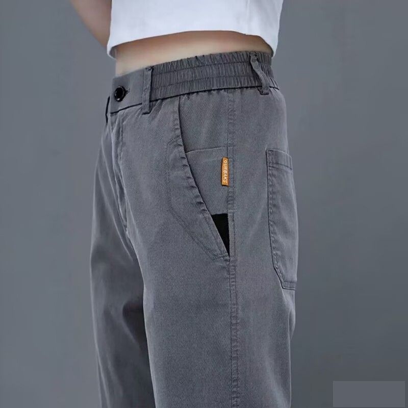 莱赛尔天丝休闲裤男士2026新款宽松直筒长裤子中年夏季薄款运动裤