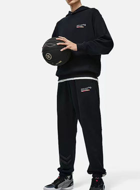 LiNing李宁 韦德系列 棉涤束脚休闲宽松针织运动裤 男款 黑色