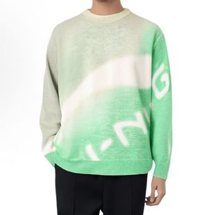 白绿男款 LiNing李宁 毛衣 渐变宽松套头针织长袖 运动生活系列