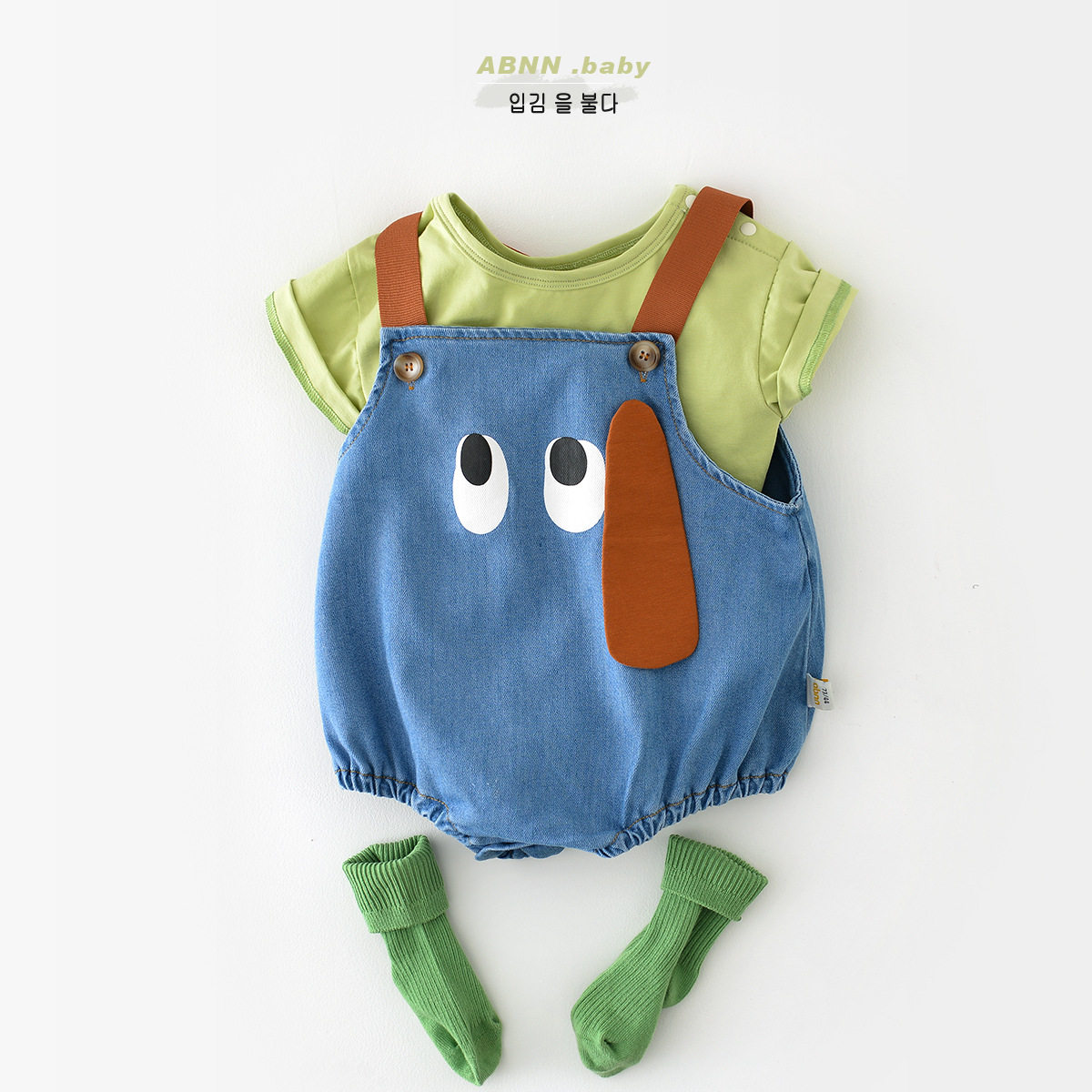 婴儿超萌背带裤夏季薄款新生男女宝宝可爱水洗牛仔裤韩版连体衣服