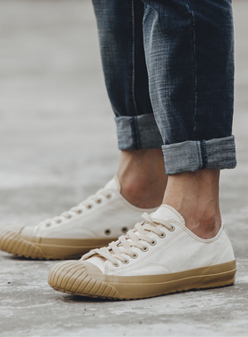 moon日本冈山久留米硫化鞋star情侣白色低帮复古小众帆布鞋男女潮