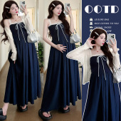 夏款 现 杏色针织衫 花边假两件拼接显瘦孕妇裙 孕妇连衣裙夏季