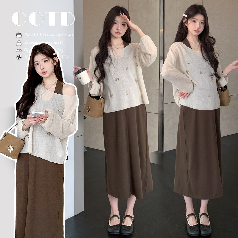 2026春季新品设计感烫钻上衣背心连衣裙孕妇套装,孕妇装/孕产妇用品/营养,套装,淘宝优惠券,粉丝福利购,淘宝优惠卷