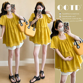 新款 托腹短裤 孕妇韩版 上衣 蕾丝刺绣减龄娃娃衫 2026夏季