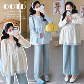 上衣 百搭气质甜美蕾丝拼接娃娃衫 2026春季 孕妇法式