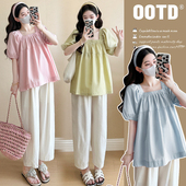 t恤洋气套装 夏天短袖 上衣休闲夏季 现现 款 夏装 外出时尚 孕妇装