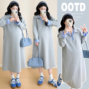 连衣裙秋季 宽松卫衣中长款 宽松卫衣裙 大码 2025秋冬孕妇时尚