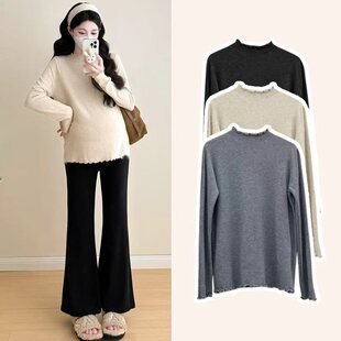 超大弹力保暖内搭T恤春秋上衣百搭 木耳领打底衫 新品 孕妇新款