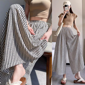 二合一高腰休闲孕妇裤 孕妇裤 大摆裙裤 夏薄款 裙 裙冰丝竖条纹阔腿裤