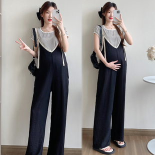 ，孕妇装春夏套装薄款2026新款休闲时尚宽松中长款潮妈两件套