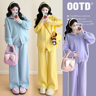 可调节阔腿裤 慵懒风休闲减龄毛衣上衣 套装 2025秋冬韩版