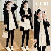 孕妇 连衣裙拼接孕妇新款 现huo·春装 假两件宽松洋气不显怀孕妇装