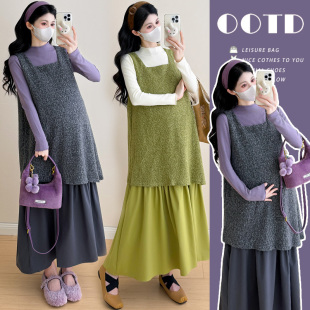 韩系宽松显瘦背带裙孕妇装 2025秋冬季 打底上衣 孕妇装 新品