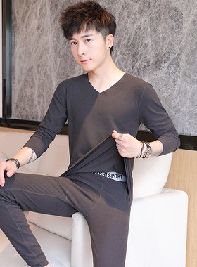长袖男休闲聚酯纤维套装纯色
