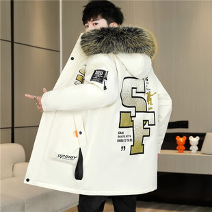 中长款羽绒服男潮冬季加绒加厚派克服高初中学生棉衣外套大童棉袄