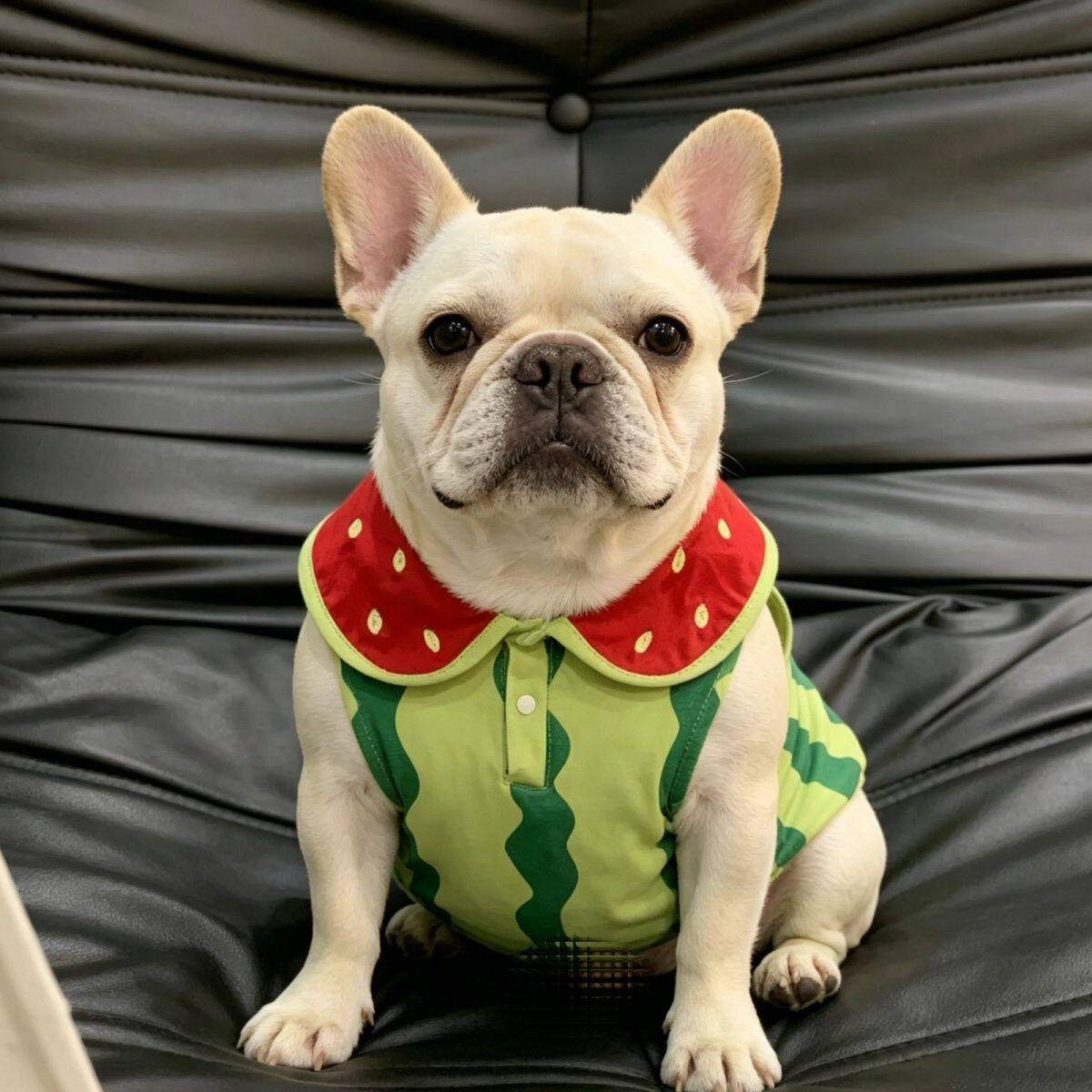 夏季宠物衣服新款可爱卡通清爽西瓜无袖马甲法斗巴哥胖狗柴犬背心