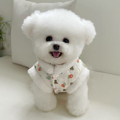 宠物衣服秋冬新款加绒夹棉牵引马甲泰迪比熊狗狗猫咪加厚开衫外套