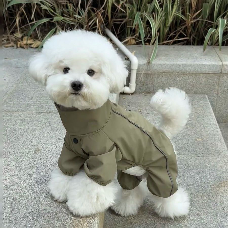 狗狗衣服2025新款宠物四脚小型犬冲锋衣泰迪比熊带牵引孔春秋款