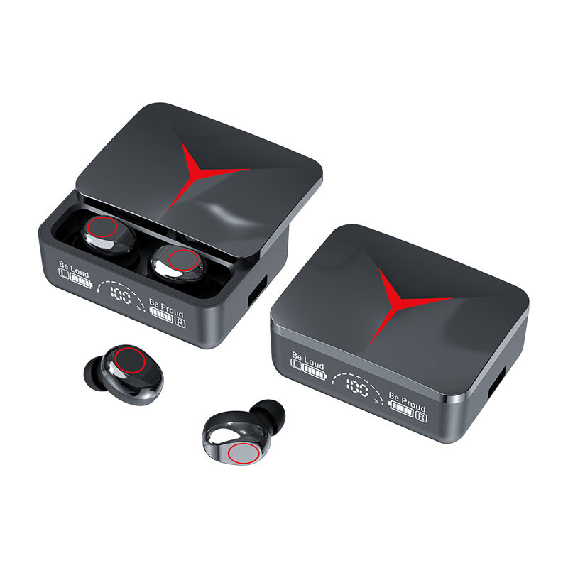跨境新款M90proTWS持久续航无线蓝牙耳机5.3滑盖电量数显私模游戏