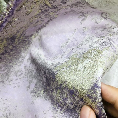 重磅香芋紫洒金鎏金不规则双面提花面料国风汉服织锦缎服装设计布
