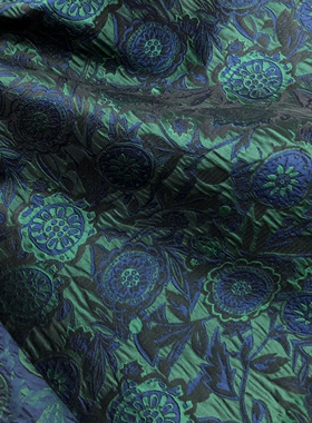 【半米价】盘罗花复古典雅肌理高端蓝绿创意双面艺术立体提花服装