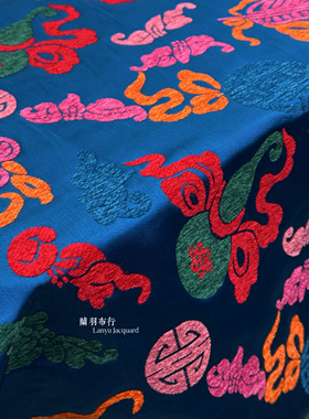 【一米价】八宝葫芦重磅仿漳绒重工拜年服周年喜庆汉服马甲提花布