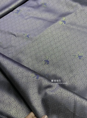 仿云锦中式云纹金丝雀紫灰色暗纹缎面织金提花新中式服装设计布