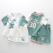 T恤打篮球衣服 夏纯棉中小童男女童宝宝短袖 儿童装 篮球服运动套装