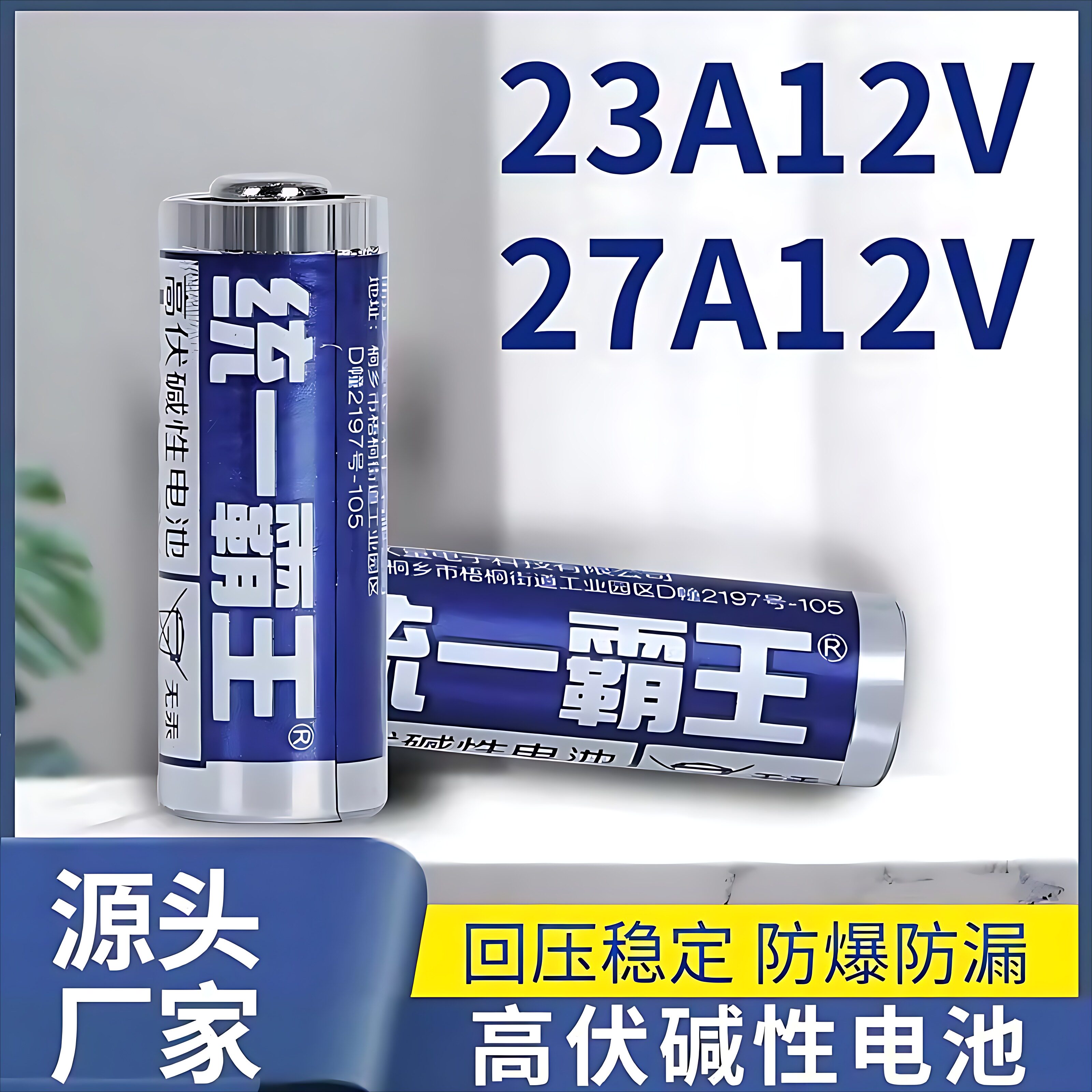 统一霸王23A12V 27A12V碱性电池 遥控器卷闸门 门铃玩具电子电池