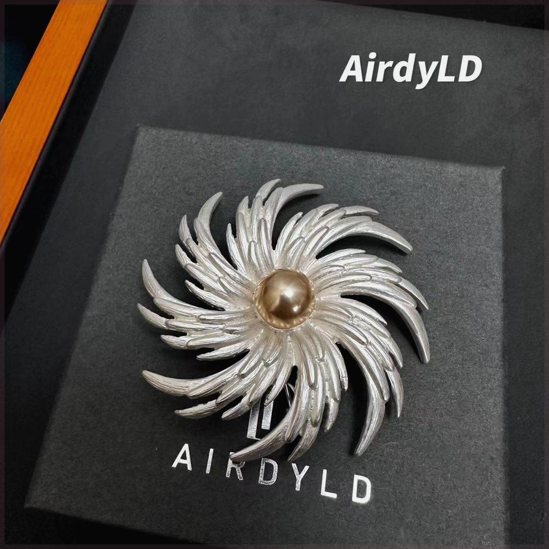 铜合金仿珍珠胸针 【花火胸针】复古银色重工中古做旧烟花胸针XZ0