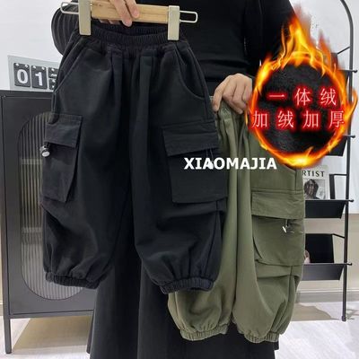 儿童春秋裤子秋冬加厚一体绒长裤