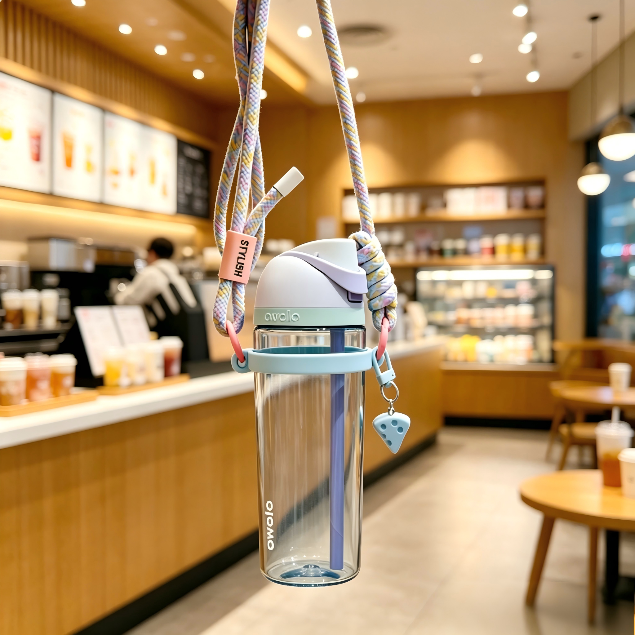 适用于Owala吸管杯运动水杯手提便携斜跨杯套长绳冰霸杯通用挂绳图片