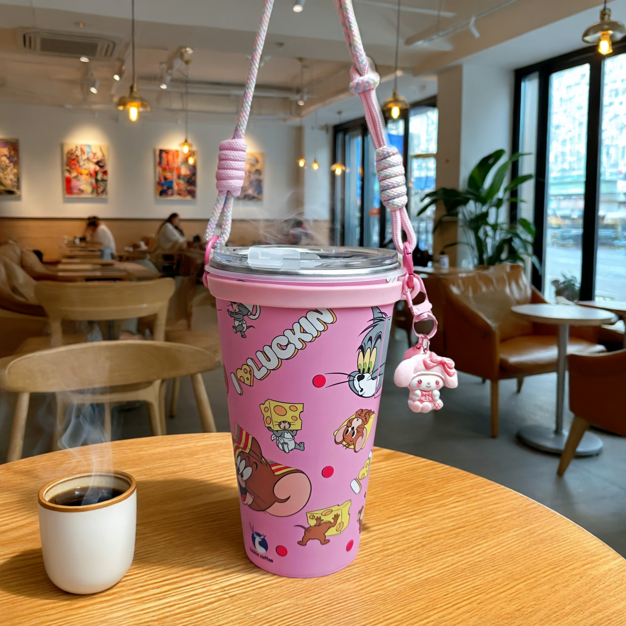 适配瑞幸pp杯ins风随手杯绳多功能手提绳硅胶圈拎手挂绳吸管杯套