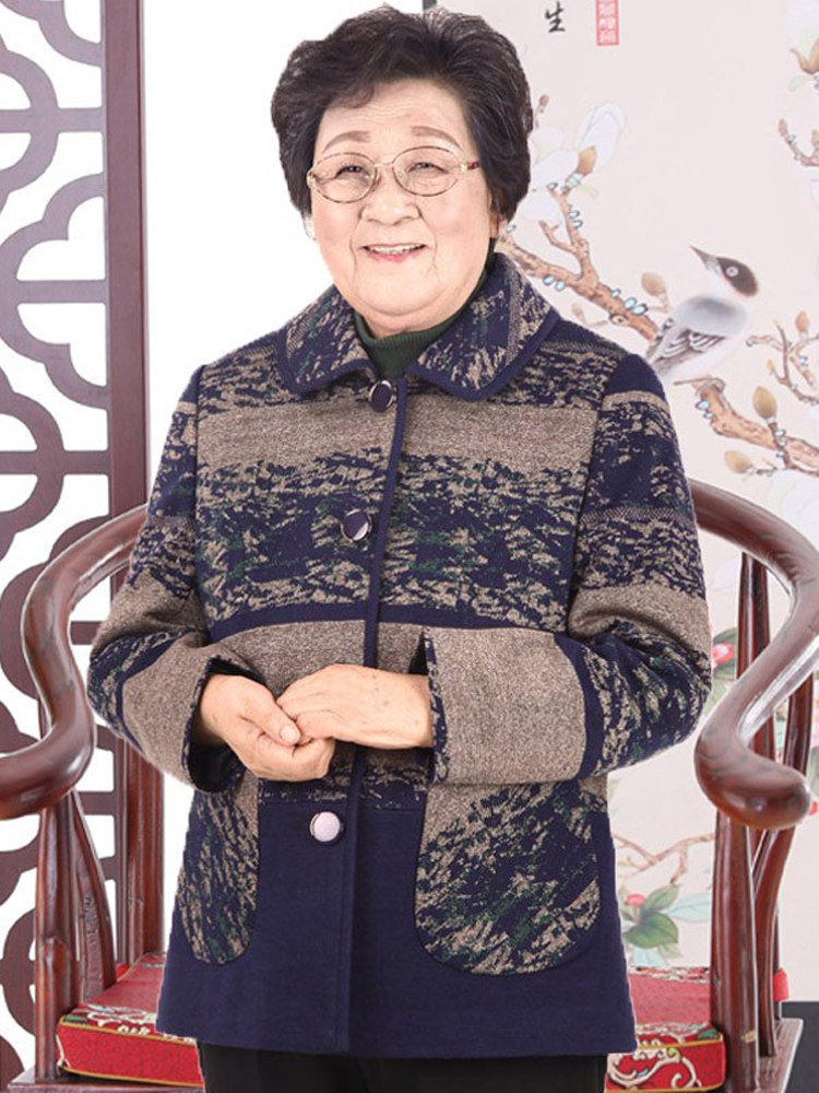 神采福太太中老年女装加肥加大妈妈奶奶装胖贵阔夫人太太外套上衣