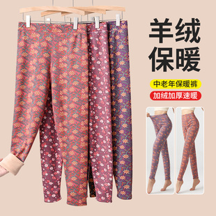 女加绒加厚妈妈秋裤 线裤 高腰打底裤 棉裤 子女士冬季 中老年人保暖裤