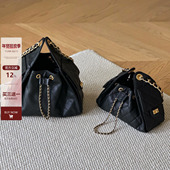 小香风25c抽绳水桶包女鱼子酱链条包包大容量真皮单肩腋下托特包