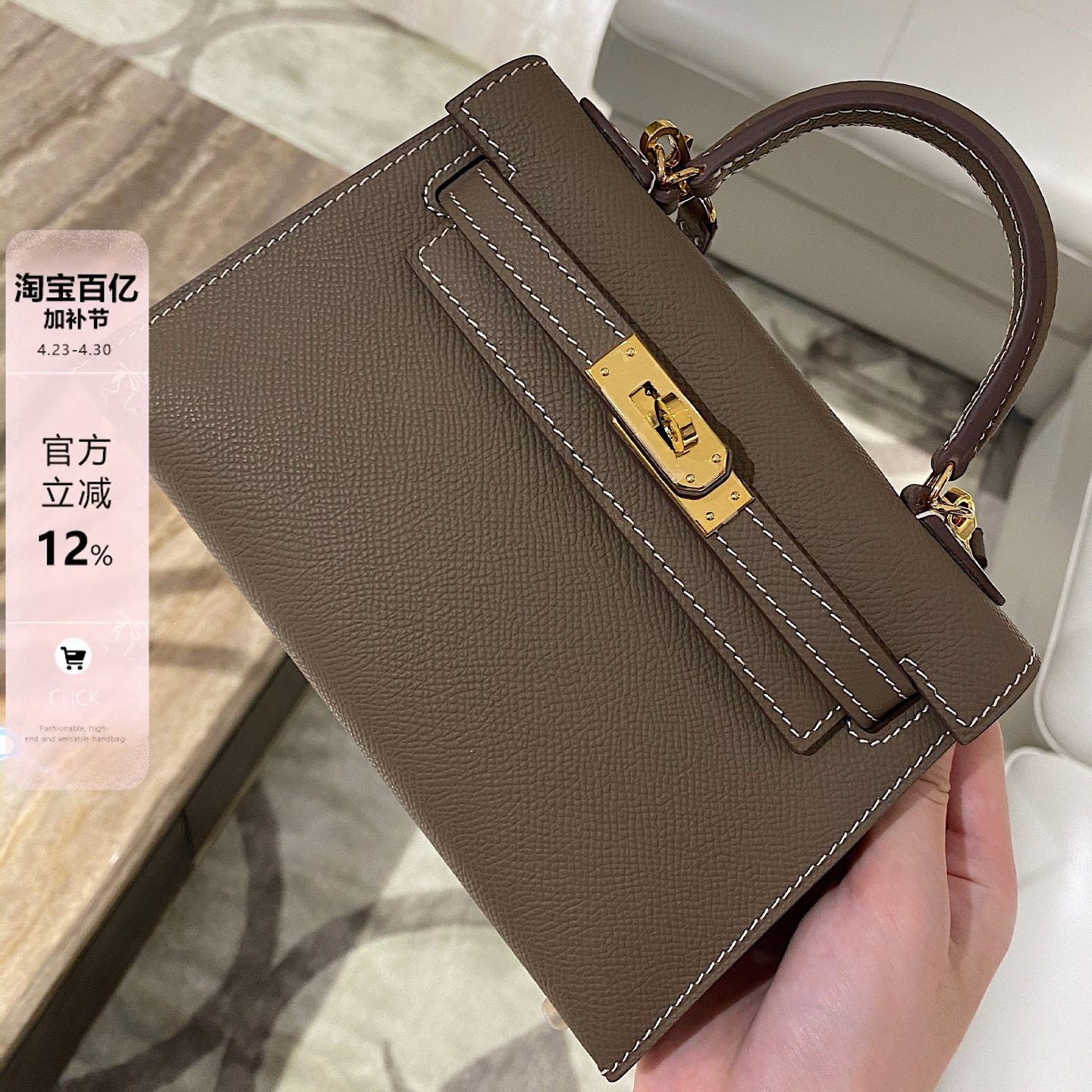 哈妞家二代小方包大象灰高级感真皮女士包包mini手提质感斜挎包春