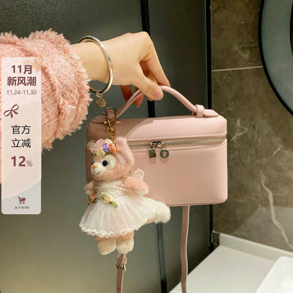 粉色饭盒包真皮手提单肩斜挎包女