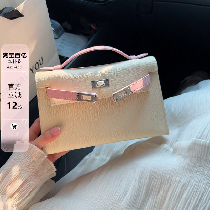 头层牛皮一代小方包女撞色拼接腋下包2026新款真皮百搭单肩斜挎包