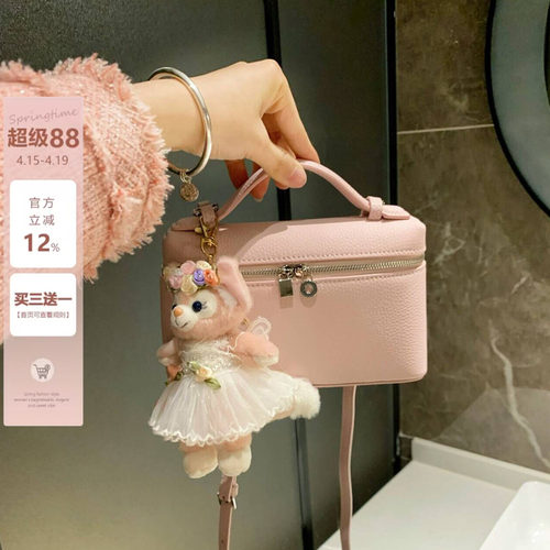 粉色饭盒包真皮手提单肩斜挎包女