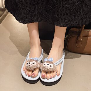 小萌神高颜值可爱雪莉玫夹板拖鞋女夏季可外穿厚底防滑舒适人字拖