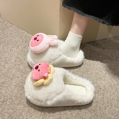 小萌神可爱元气露比loopy毛绒拖鞋女冬外穿软底防滑加绒棉拖鞋