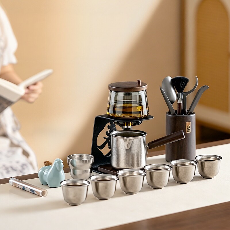 纯钛自动茶具套装懒人泡茶壶功夫茶杯钛杯整套2026新款礼盒装送礼