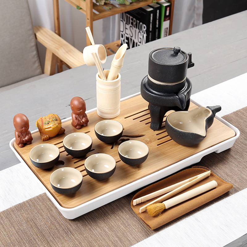 正揚 自動茶具套裝家用 簡約懶人石磨泡茶器整套功夫茶具時來運轉