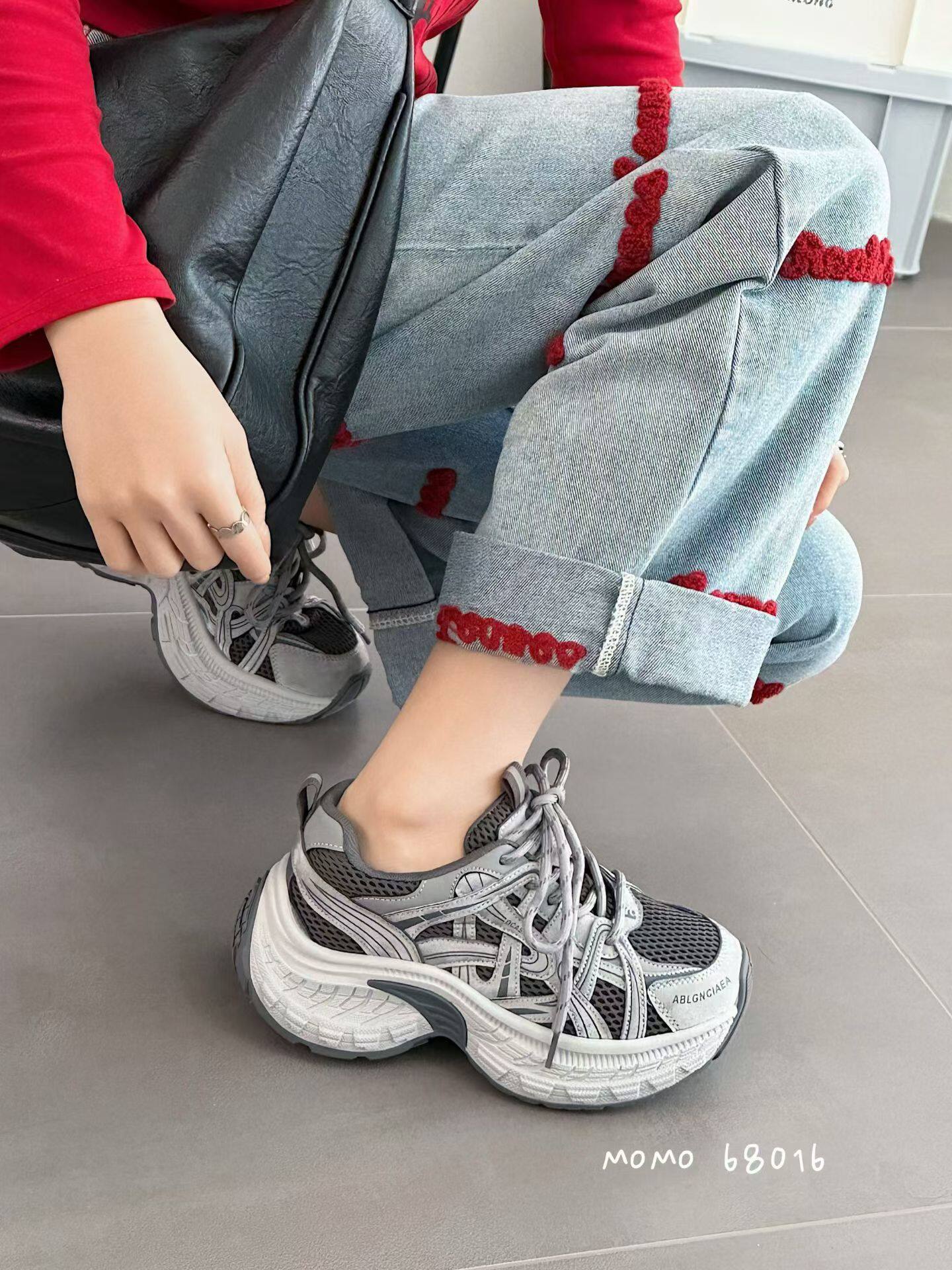 沫沫女鞋2026早春新款真皮厚底增高老爹鞋百搭时尚休闲运动鞋女