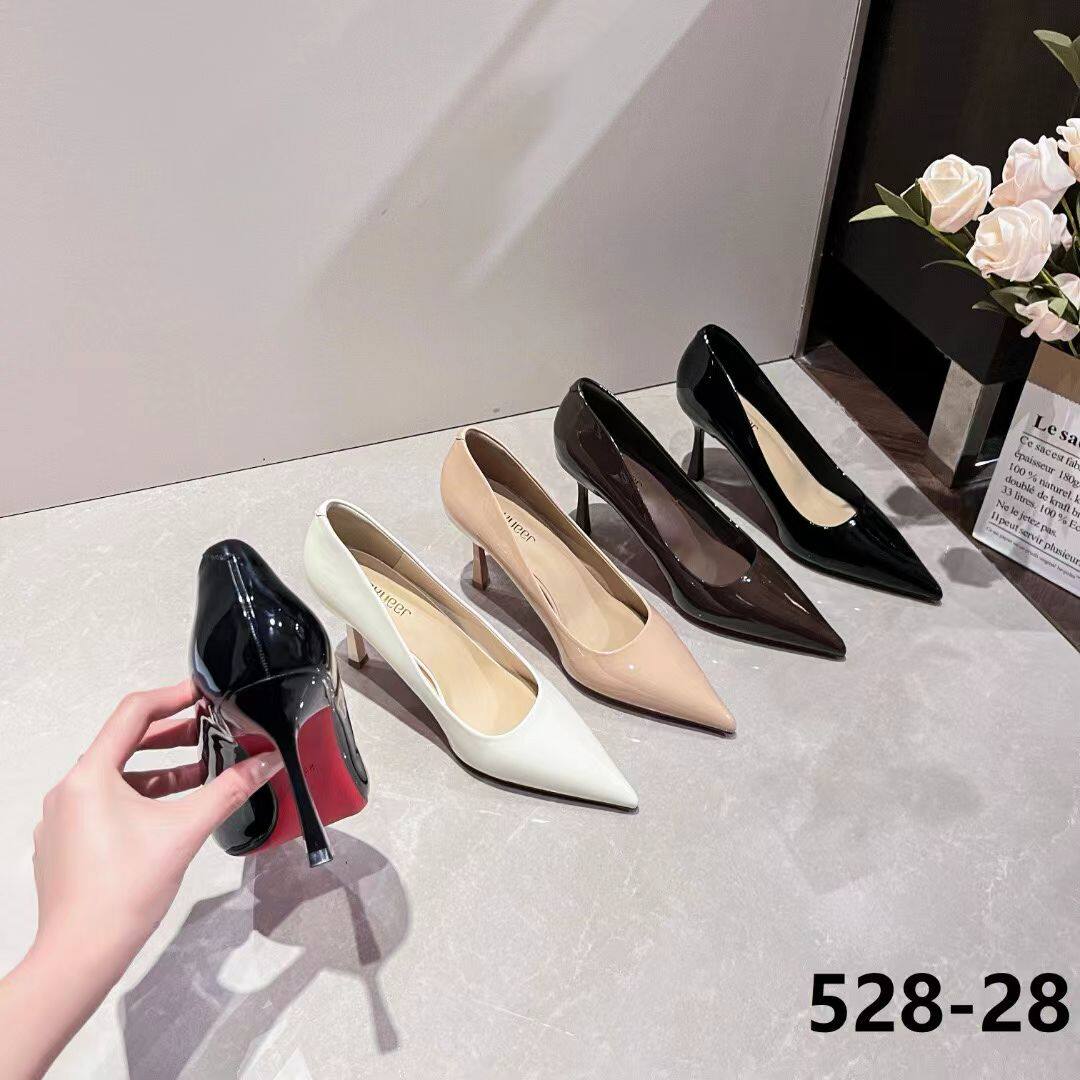 夏雪儿女鞋2026早春新款漆皮细跟高跟鞋女尖头浅口鞋性感红底鞋女