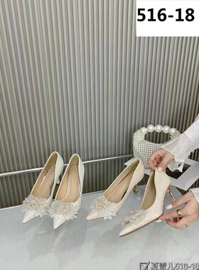 夏雪儿法式气质绝美少女银色高跟鞋女2026春夏宴会礼服女鞋伴娘鞋