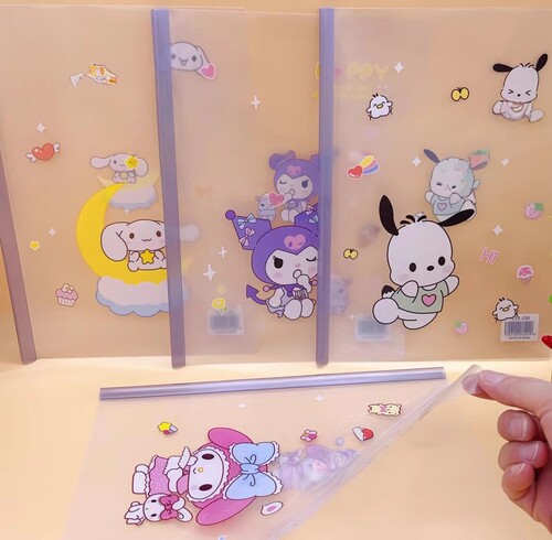 抽杆夹三角a4拉杆夹加厚小学生专用卡通可爱高颜值抽拉透明卷子夹