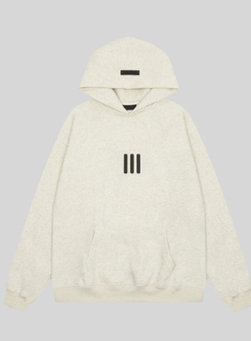 三条杠连帽卫衣秋冬2025新款爆款白灰色宽松男女长袖FOG潮牌上衣