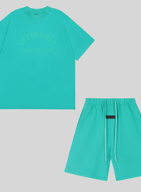 美式小众潮牌FOG第八季ESSENTIALS黑灰色短袖男士高街T恤短裤套装